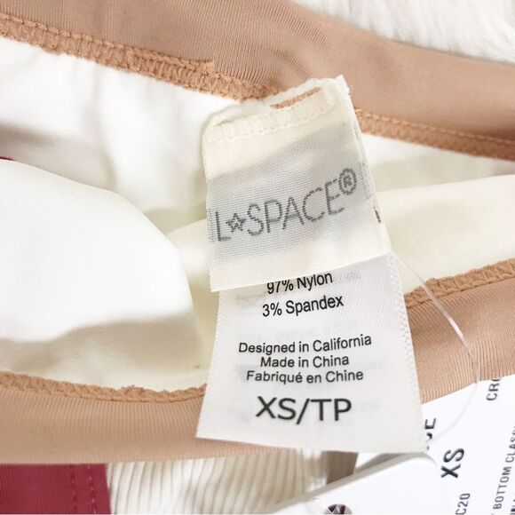 L*SPACE Vacay Ribbed Classic Bikini Bottoms Cream Colorblock Red Tan Size XS New - Picture 7 of 11